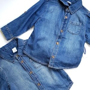 Twins blue denim button down shirts (set of 2)